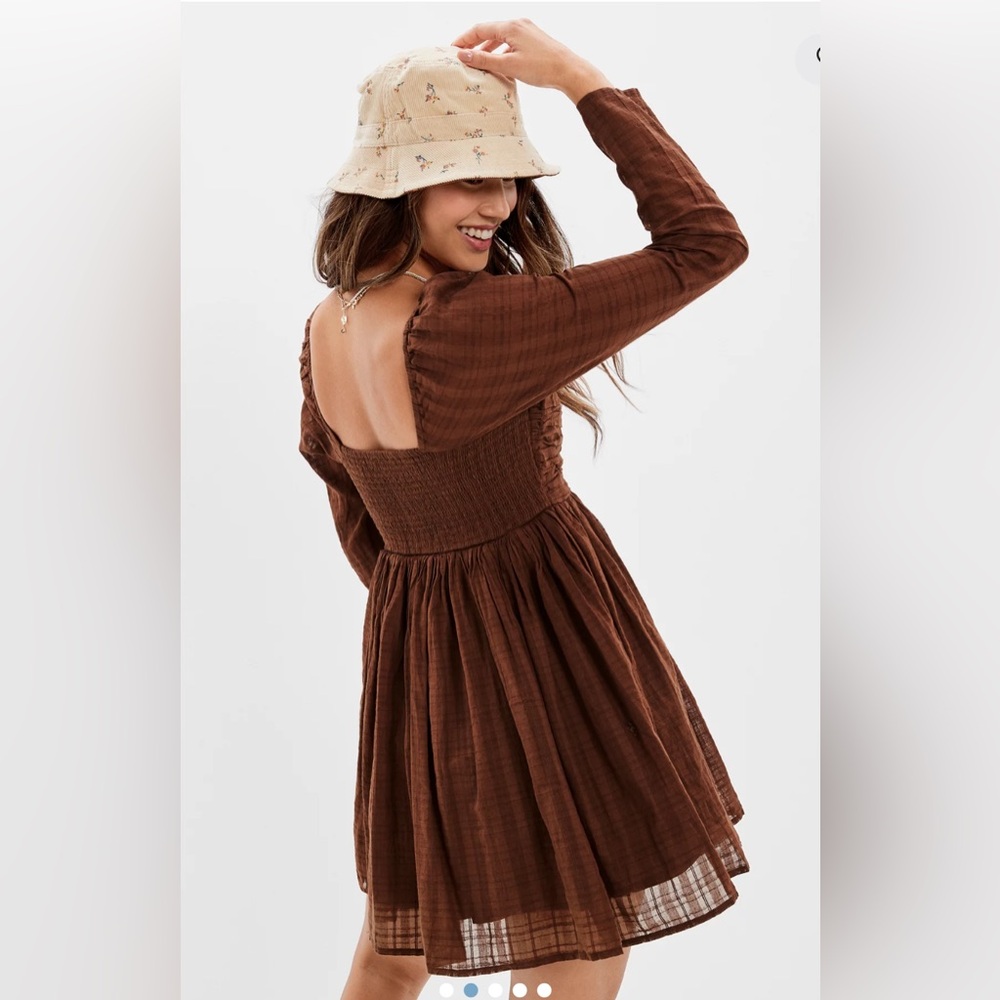 AE Cotton Long Sleeve Mini Dress boho country coastal rodeo festival Cottagecore